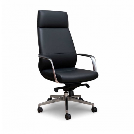 Офисное кресло из экокожи для руководителя в черном цвете