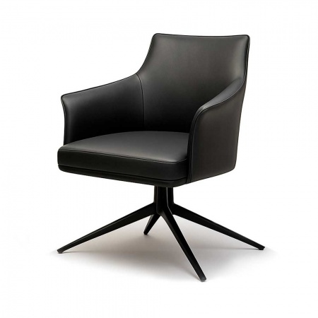 Офисное кресло из черной экокожи для переговорных и конференц-залов