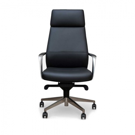 Офисное кресло из экокожи для руководителя в черном цвете